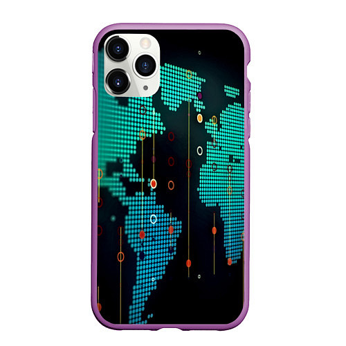 Чехол iPhone 11 Pro матовый Digital world / 3D-Фиолетовый – фото 1