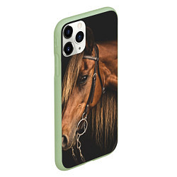 Чехол iPhone 11 Pro матовый Взгляд коня, цвет: 3D-салатовый — фото 2