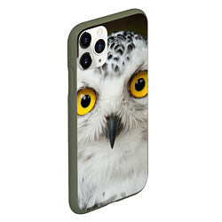 Чехол iPhone 11 Pro матовый Белый филин, цвет: 3D-темно-зеленый — фото 2