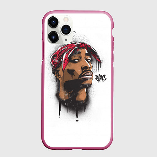 Чехол iPhone 11 Pro матовый 2Pac / 3D-Малиновый – фото 1