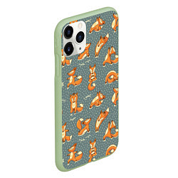 Чехол iPhone 11 Pro матовый Foxes Yoga, цвет: 3D-салатовый — фото 2