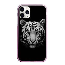 Чехол iPhone 11 Pro матовый Серый тигр, цвет: 3D-розовый