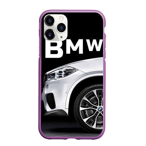 Чехол iPhone 11 Pro матовый BMW: White Style / 3D-Фиолетовый – фото 1