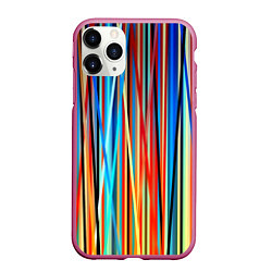 Чехол iPhone 11 Pro матовый Colored stripes, цвет: 3D-малиновый