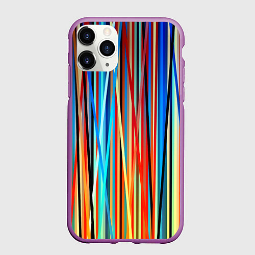 Чехол iPhone 11 Pro матовый Colored stripes / 3D-Фиолетовый – фото 1