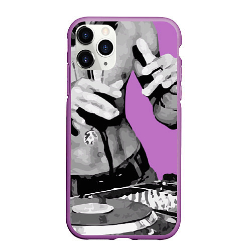 Чехол iPhone 11 Pro матовый Брюс Ли Dj / 3D-Фиолетовый – фото 1