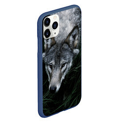 Чехол iPhone 11 Pro матовый Волк в траве, цвет: 3D-тёмно-синий — фото 2