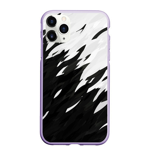 Чехол iPhone 11 Pro матовый Black & white / 3D-Светло-сиреневый – фото 1