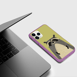 Чехол iPhone 11 Pro матовый Дедушка енот, цвет: 3D-фиолетовый — фото 2