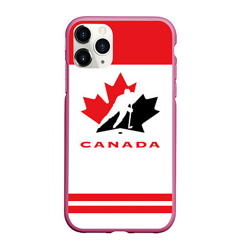 Чехол iPhone 11 Pro матовый Canada Team / 3D-Малиновый – фото 1