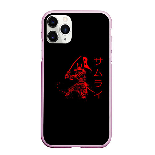 Чехол iPhone 11 Pro матовый Японские иероглифы - самурай / 3D-Розовый – фото 1