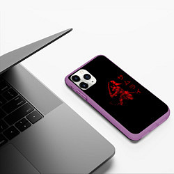 Чехол iPhone 11 Pro матовый Японские иероглифы - самурай, цвет: 3D-фиолетовый — фото 2