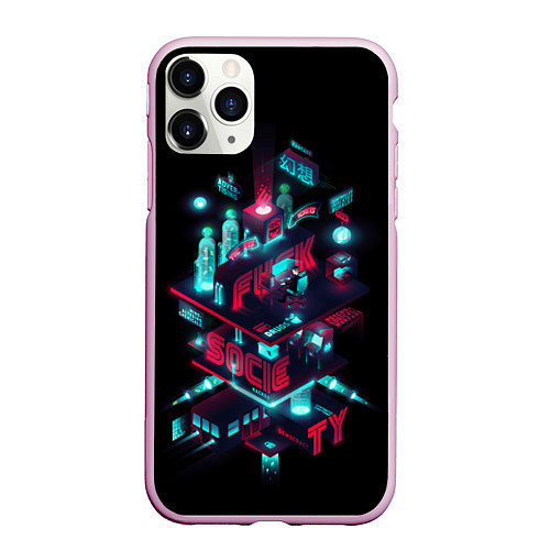 Чехол iPhone 11 Pro матовый Mr Robot City / 3D-Розовый – фото 1