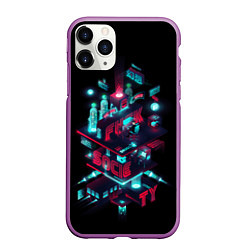 Чехол iPhone 11 Pro матовый Mr Robot City, цвет: 3D-фиолетовый