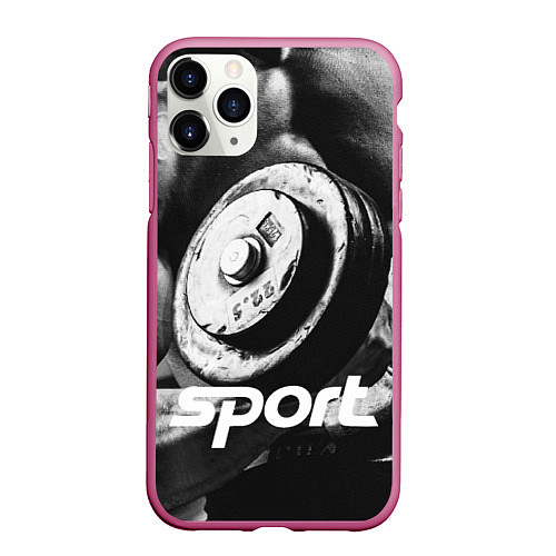 Чехол iPhone 11 Pro матовый Iron Sport / 3D-Малиновый – фото 1