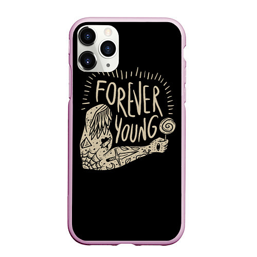 Чехол iPhone 11 Pro матовый Forever young / 3D-Розовый – фото 1