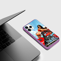 Чехол iPhone 11 Pro матовый Sexy girl on red bike, цвет: 3D-фиолетовый — фото 2