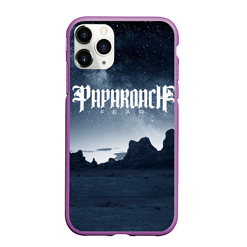 Чехол iPhone 11 Pro матовый Paparoach: Fear / 3D-Фиолетовый – фото 1