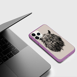 Чехол iPhone 11 Pro матовый Старый лев-воин, цвет: 3D-фиолетовый — фото 2