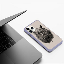Чехол iPhone 11 Pro матовый Старый лев-воин, цвет: 3D-светло-сиреневый — фото 2