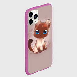 Чехол iPhone 11 Pro матовый Киска, цвет: 3D-фиолетовый — фото 2