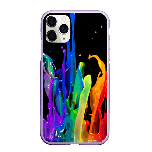 Чехол iPhone 11 Pro матовый Всплеск красок / 3D-Светло-сиреневый – фото 1