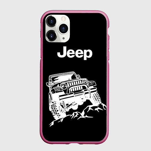 Чехол iPhone 11 Pro матовый Jeep / 3D-Малиновый – фото 1