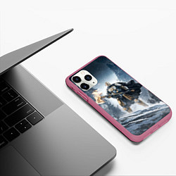 Чехол iPhone 11 Pro матовый Rise of Iron, цвет: 3D-малиновый — фото 2