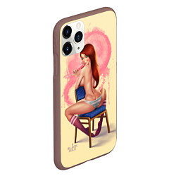 Чехол iPhone 11 Pro матовый Pin Up Girl, цвет: 3D-коричневый — фото 2