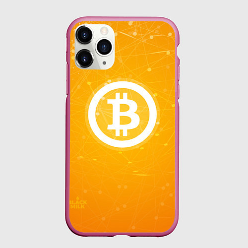Чехол iPhone 11 Pro матовый Bitcoin Orange / 3D-Малиновый – фото 1
