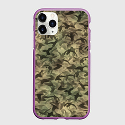 Чехол iPhone 11 Pro матовый Камуфляж с утками, цвет: 3D-фиолетовый