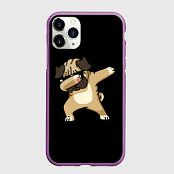 Чехол iPhone 11 Pro матовый Mops Dab, цвет: 3D-фиолетовый