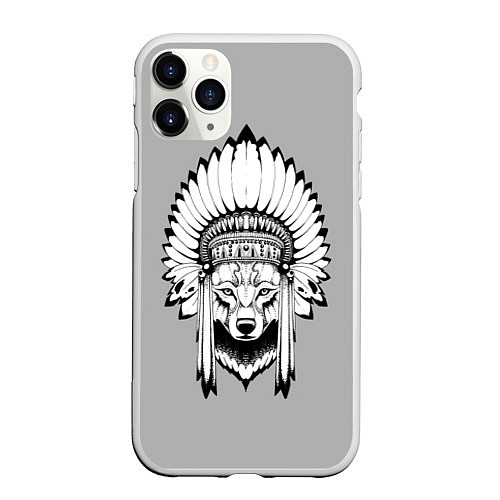 Чехол iPhone 11 Pro матовый Indian wolf / 3D-Белый – фото 1