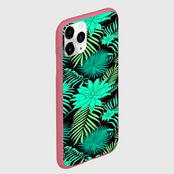 Чехол iPhone 11 Pro матовый Tropical pattern, цвет: 3D-малиновый — фото 2