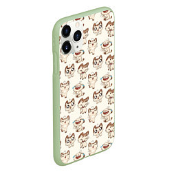 Чехол iPhone 11 Pro матовый Стикеры котик, цвет: 3D-салатовый — фото 2