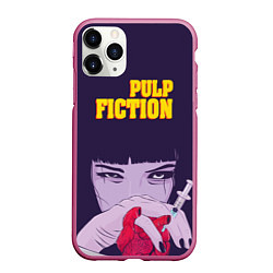 Чехол iPhone 11 Pro матовый Pulp Fiction: Dope Heart, цвет: 3D-малиновый