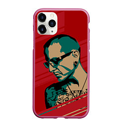 Чехол iPhone 11 Pro матовый Chester Bennington, цвет: 3D-малиновый