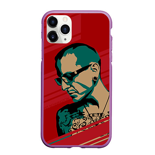 Чехол iPhone 11 Pro матовый Chester Bennington / 3D-Фиолетовый – фото 1