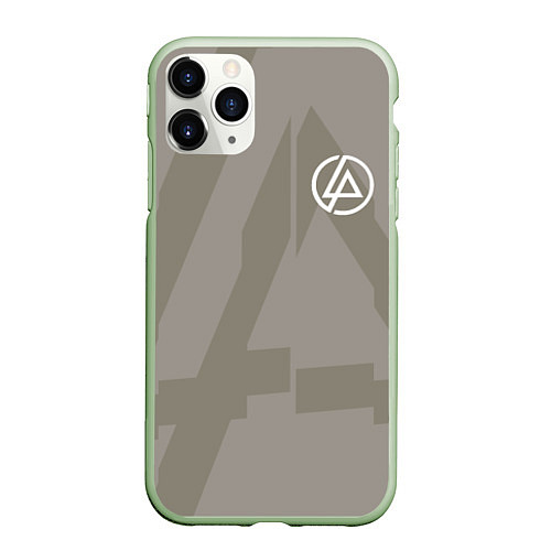 Чехол iPhone 11 Pro матовый Linkin Park: Grey style / 3D-Салатовый – фото 1