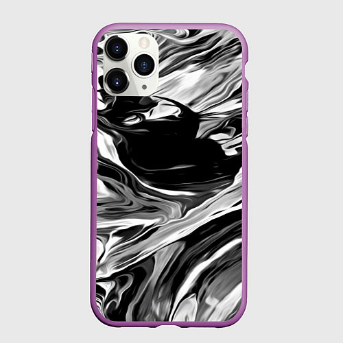 Чехол iPhone 11 Pro матовый Серые краски / 3D-Фиолетовый – фото 1