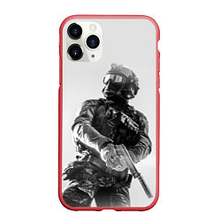 Чехол iPhone 11 Pro матовый Battlefield Soldier, цвет: 3D-красный