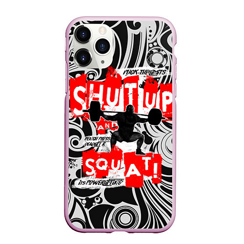 Чехол iPhone 11 Pro матовый Shut up & squat / 3D-Розовый – фото 1