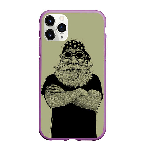 Чехол iPhone 11 Pro матовый Old Hipster / 3D-Фиолетовый – фото 1