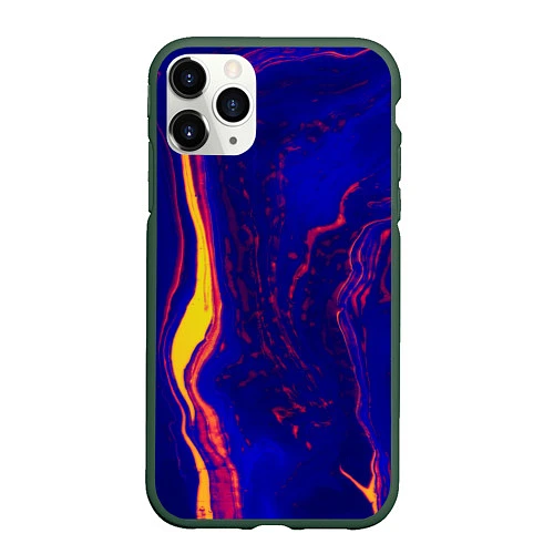 Чехол iPhone 11 Pro матовый Ультрафиолетовые разводы / 3D-Темно-зеленый – фото 1