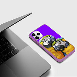 Чехол iPhone 11 Pro матовый Попугайчики, цвет: 3D-фиолетовый — фото 2