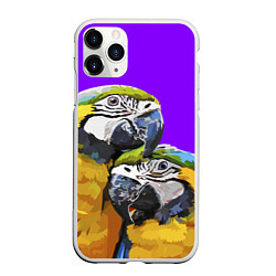 Чехол iPhone 11 Pro матовый Попугайчики
