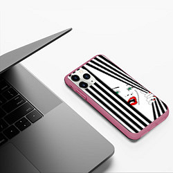 Чехол iPhone 11 Pro матовый Pop art girl, цвет: 3D-малиновый — фото 2