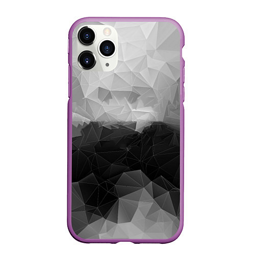 Чехол iPhone 11 Pro матовый Polygon gray / 3D-Фиолетовый – фото 1