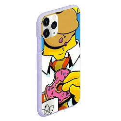 Чехол iPhone 11 Pro матовый Homer with donut, цвет: 3D-светло-сиреневый — фото 2