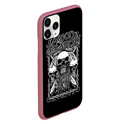 Чехол iPhone 11 Pro матовый Amon Amarth: Trio Skulls, цвет: 3D-малиновый — фото 2